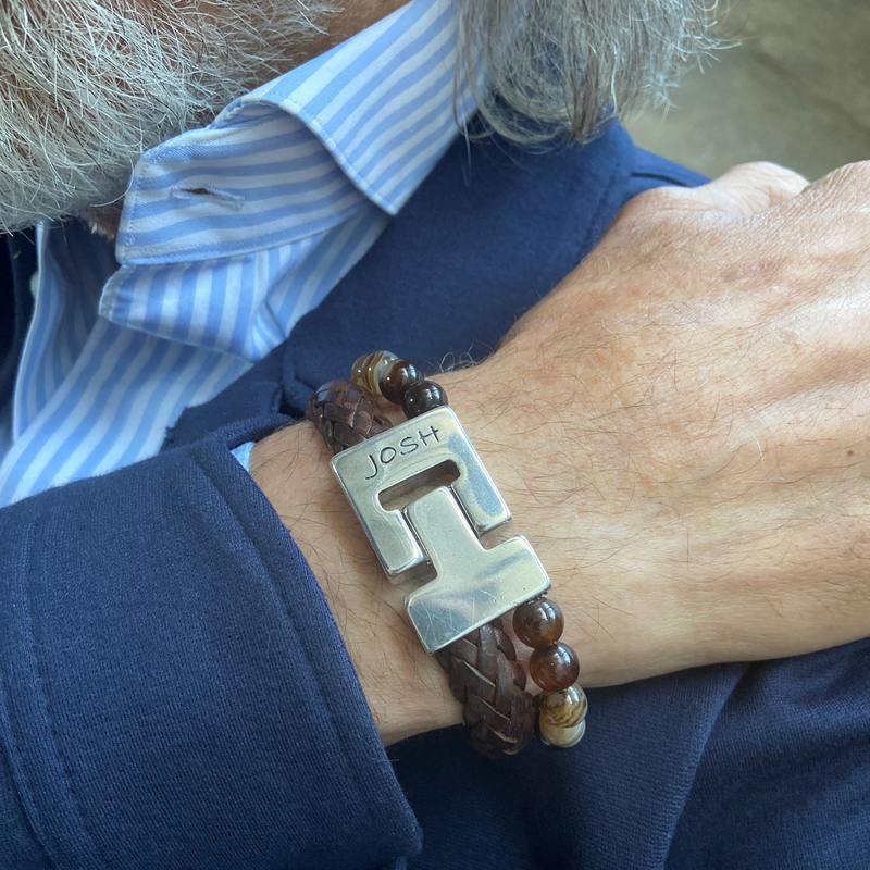 Josh Multi-coloured Natural Stone Bracelet 25023SL/BRCO/LRG-zoom-