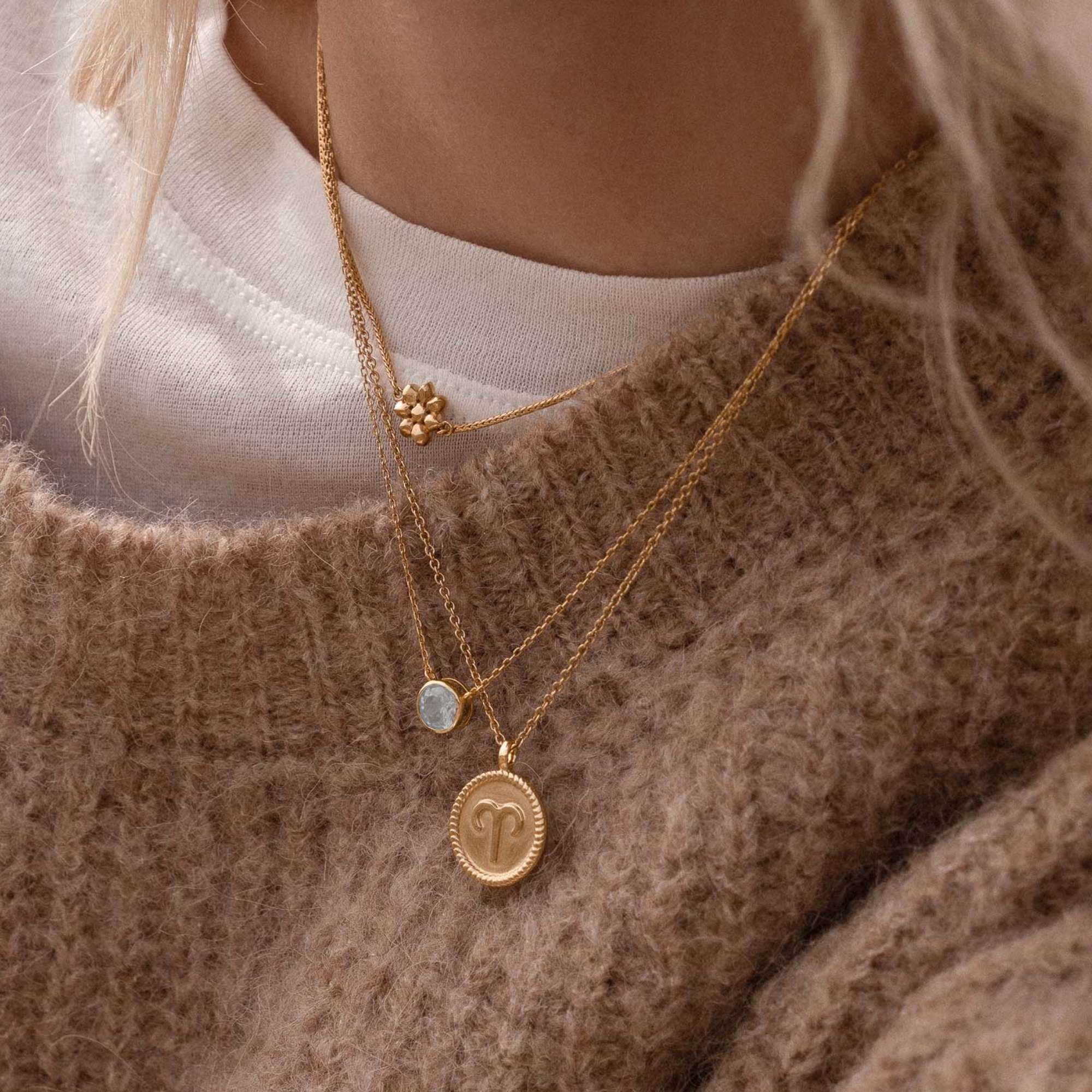 Violet Hamden Venus 925 Sterling Silver Gold-coloured Necklace with Birthstone VH340010-SEP