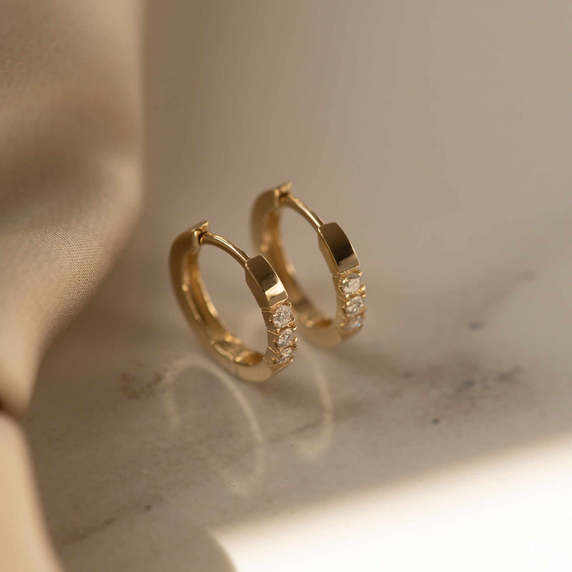 Isabel Bernard De la Paix Madeline 14 Carat Golden Hoop Earrings | diamond 0.15 ct | IBD360018