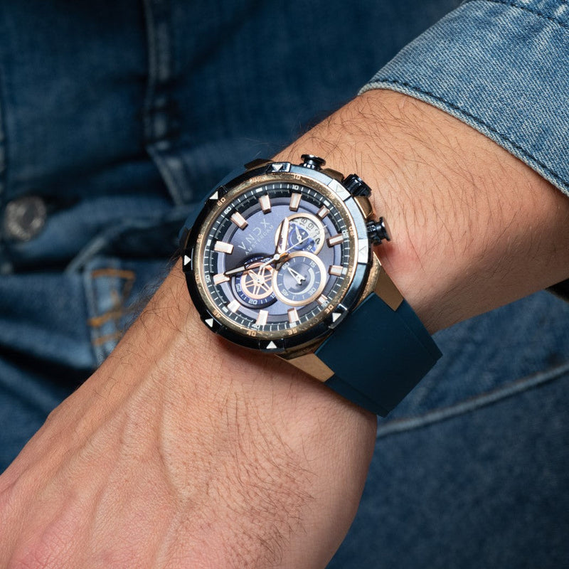 VNDX Young Rebel Big Brother Rose Gold Blue Men's Watch 2003-LR33049-03-zoom-