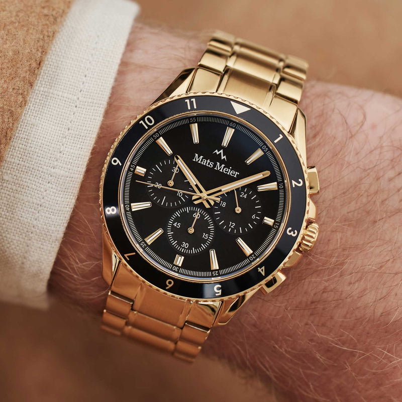 Mats Meier Ponte dei Salti Chronograaf HerrenUhr Goldfarbene und Schwarz MM00509-zoom-