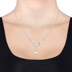 Elli 925 Sterling Silver Pearl Necklace with Zirconia 2004-BF-0007983-001