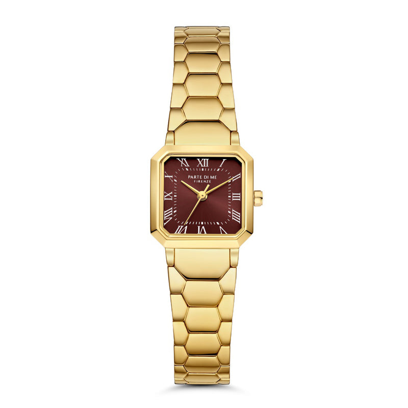 Parte di Me Orologio Square ladies watch gold coloured and dark brown PDM09031-zoom-