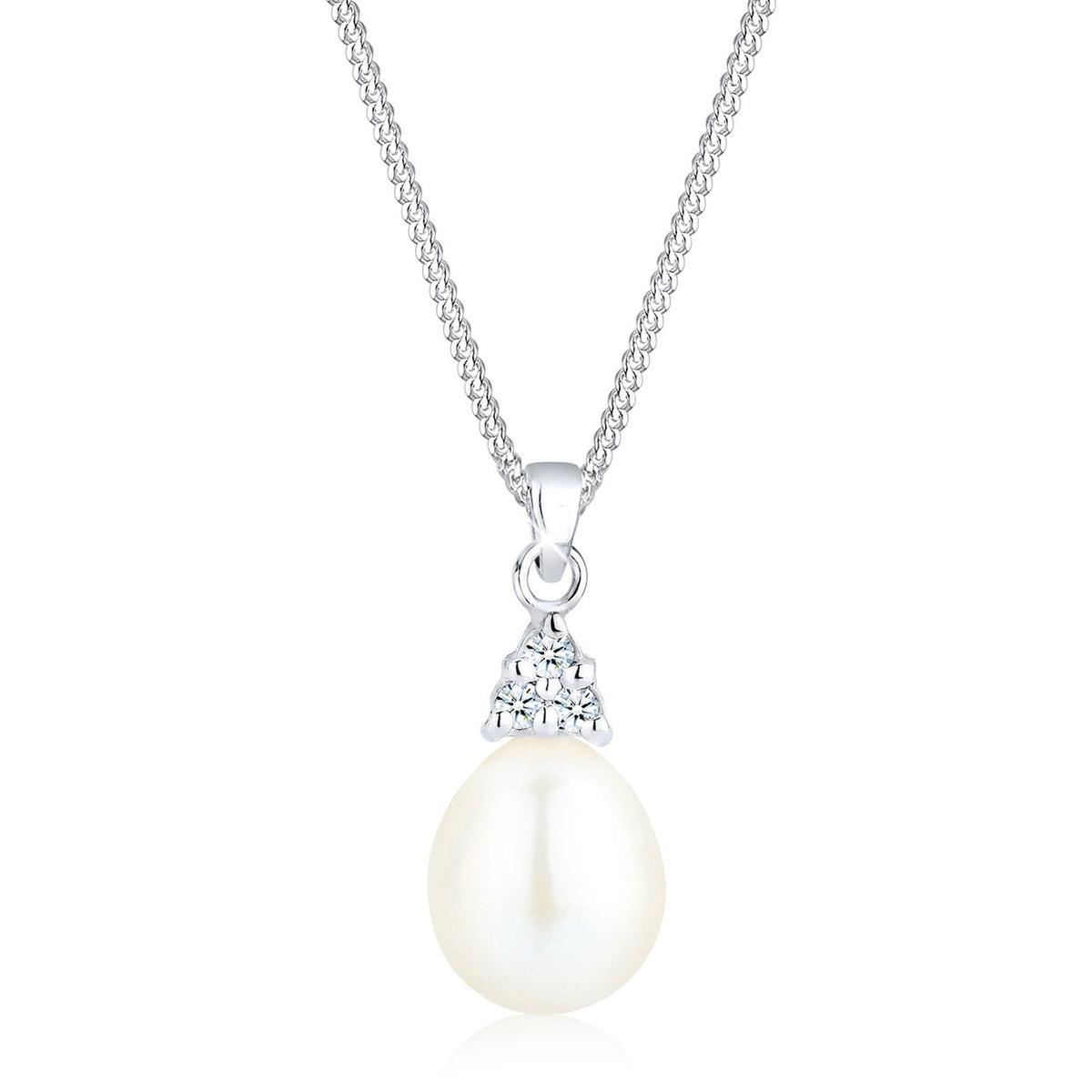 Elli 925 Sterling Silver Pearl Necklace with Diamond (0.04 ct) 2004-BF-0007560-001