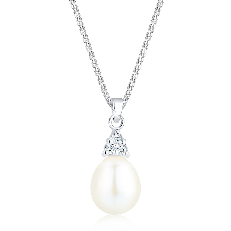 Elli 925 Sterling Silver Pearl Necklace with Diamond (0.04 ct) 2004-BF-0007560-001-zoom-