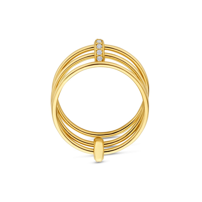 Isabel Bernard Cour d'Honneur Adora 14 karat golden 3-piece multiring with zirkonia stones IB330105-52-zoom-