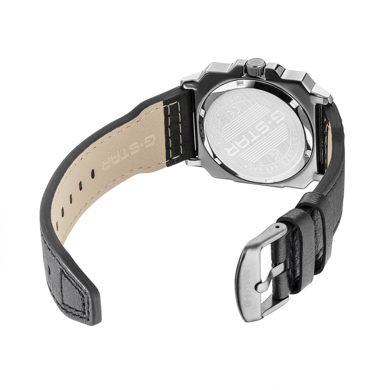 G-STAR Cube Schwarze Leder-Herrenuhr GSW.508.02-zoom-