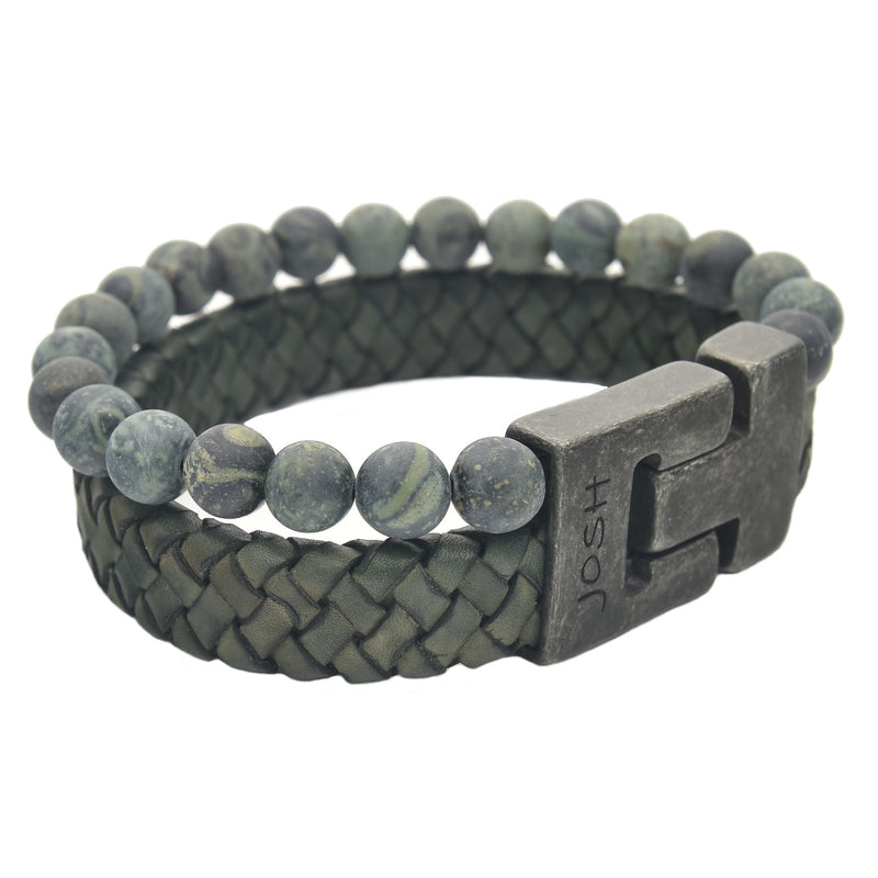 Josh Vintage herren Armband Grün 24966-BRA-VB/GREEN/M-zoom-