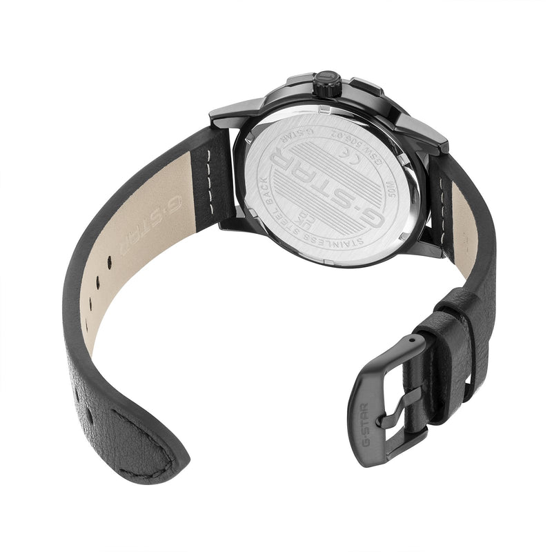 G-STAR Constructed Schwarze Leder-Herrenuhr GSW.506.02-zoom-