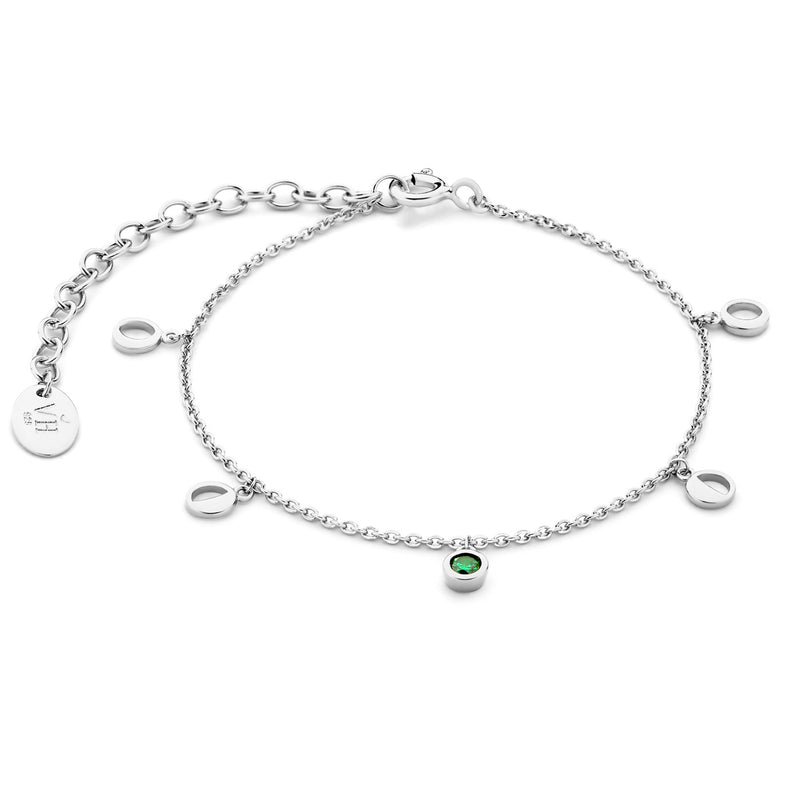 Violet Hamden Violet's Gift 925 Sterling Silbernes Armband- und Ohrstecker-Geschenkset mit Grünen Zirkonia-Steinen VH90061-zoom-