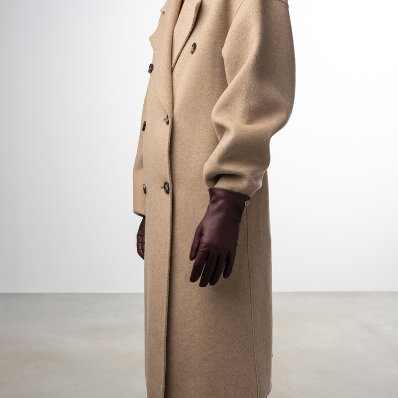 Isabel Bernard Honoré Eleanor bordeauxrote Lederhandschuhe aus Ziegenleder IB67000-352-7.5-zoom-