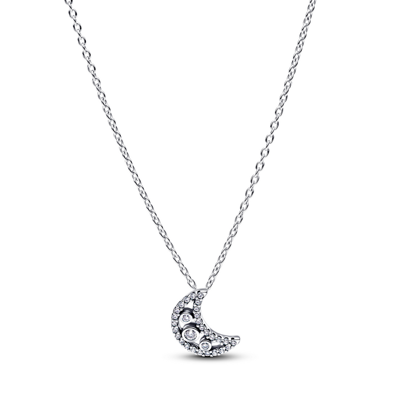 Pandora Moments 925 Sterling Silver Crescent Moon Pendant Necklace 394259C01-50-zoom-