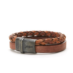 Josh Vintage Black Cognac Armband 09264-BRA-VB/COGNAC/L
