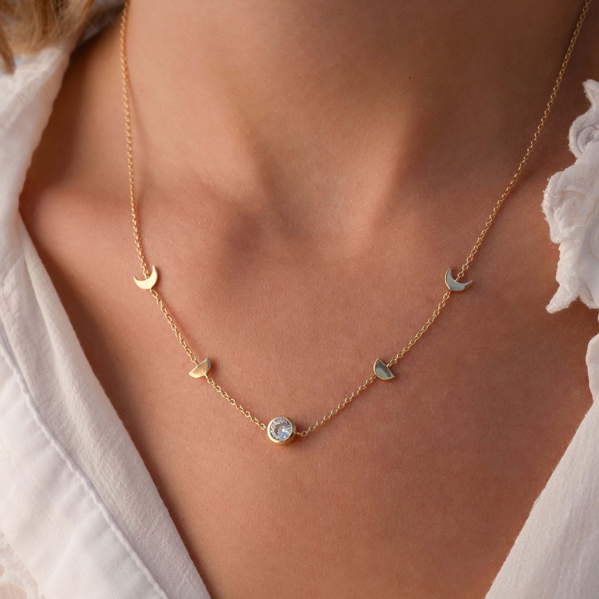 Violet Hamden Luna 925 Sterling Silver Gold Plated Necklace VH340044