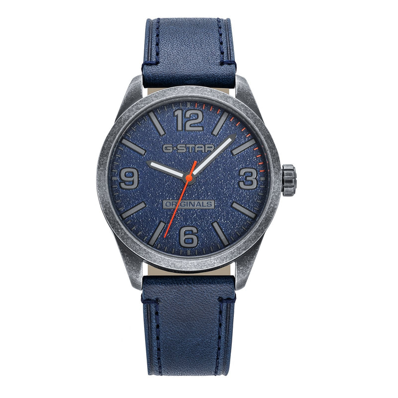 G-STAR Originals Blaue Leder-Herrenuhr GSW.503.04-zoom-
