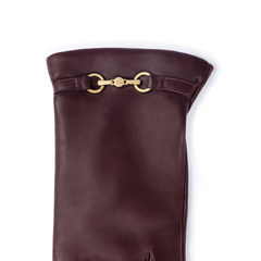 Isabel Bernard Honoré Marcelia Bordeaux Red goatskin leather gloves IB67001-352-6.5