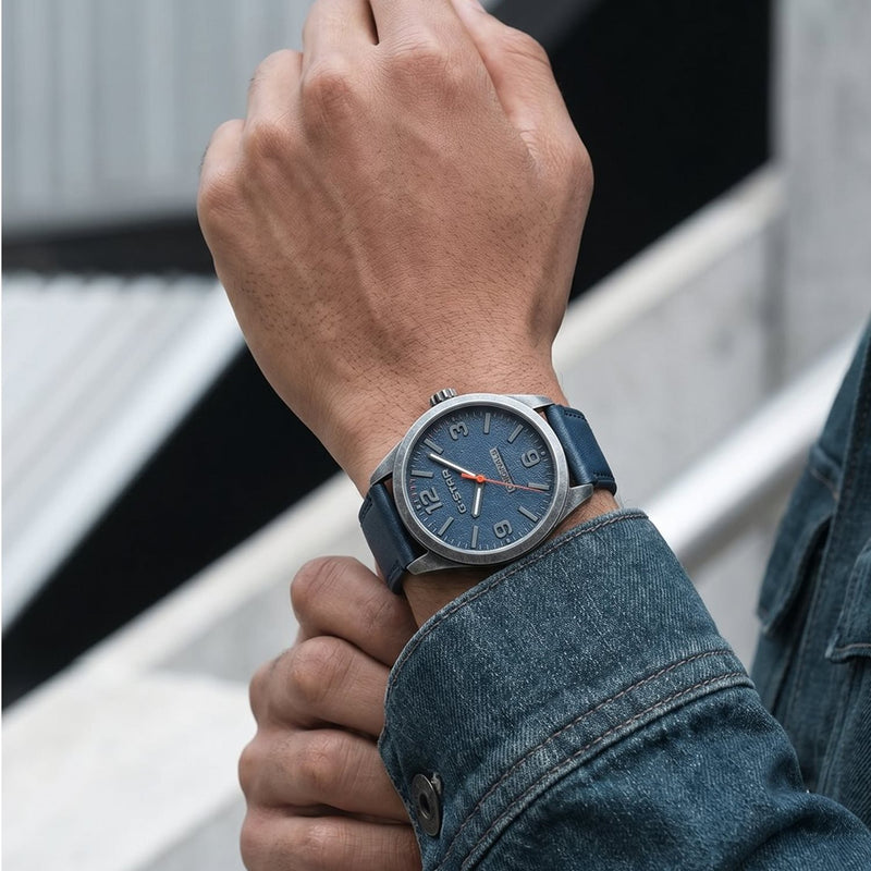 G-STAR Originals Blaue Leder-Herrenuhr GSW.503.04-zoom-