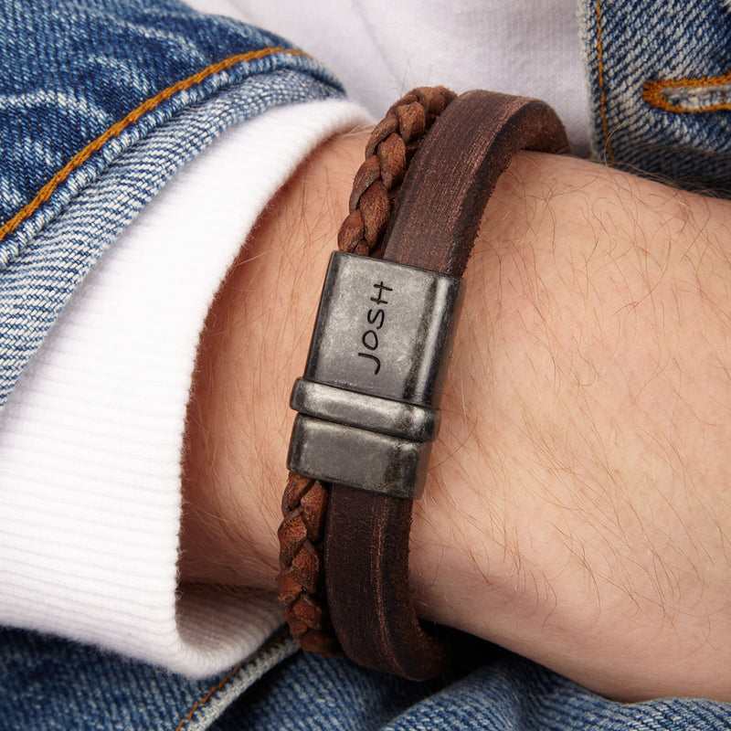 Josh Vintage herren Armband Braun 09264-BRA-VB/BROWN/L-zoom-
