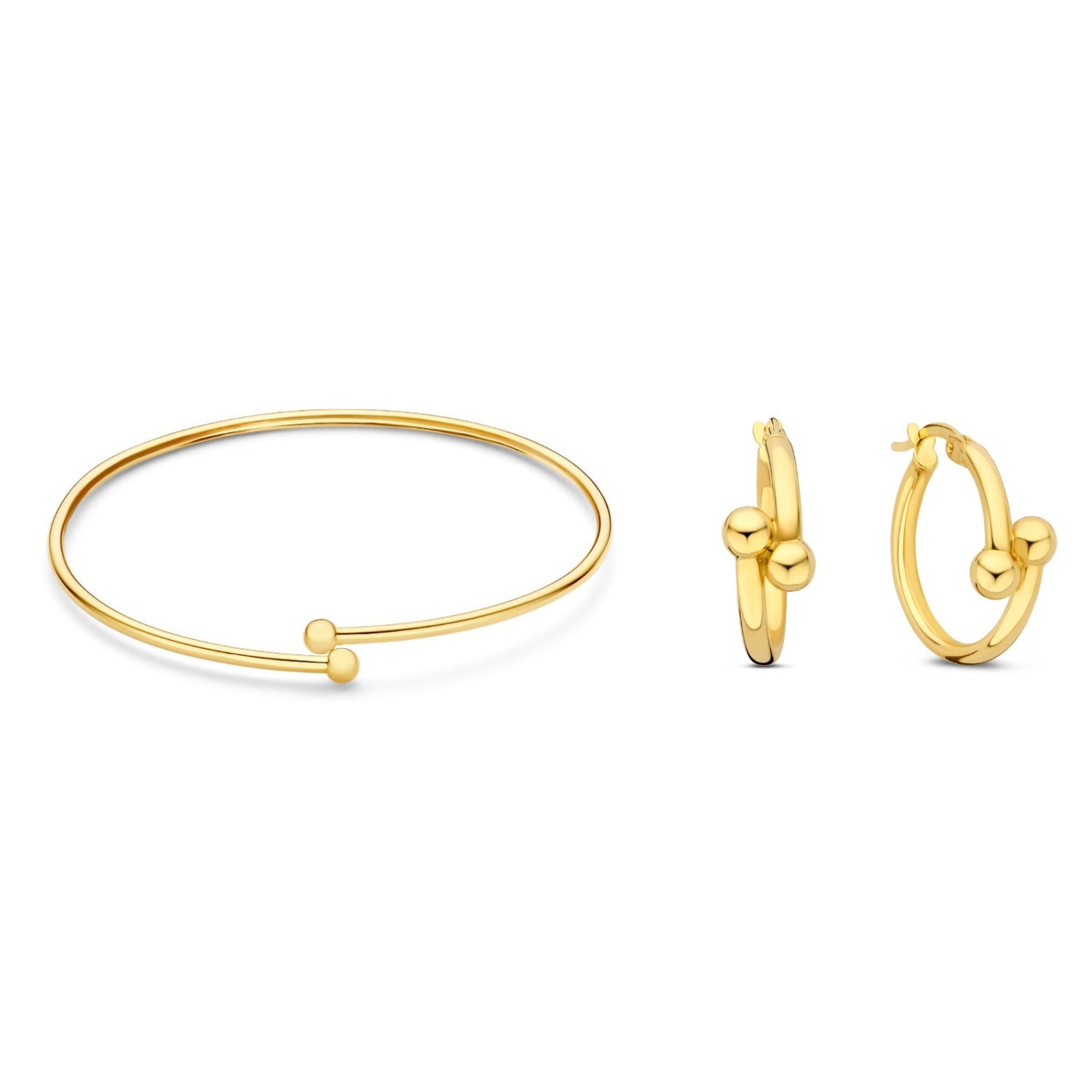 Isabel Bernard Cadeau d'Isabel 14 karat gold bracelet bangle and hoop earrings gift set IB90179