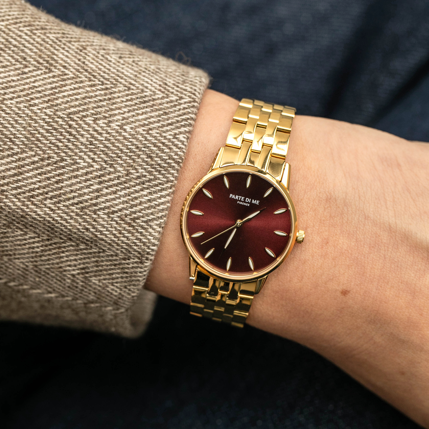 Parte Di Me Orologio round ladies watch gold coloured and dark brown PDM09047