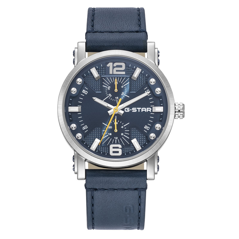 G-STAR Rovic Silberfarbene und Blaue Herrenuhr GSW.509.01-zoom-