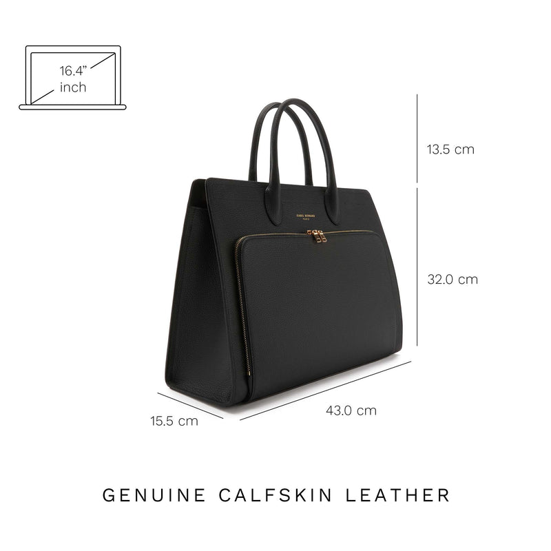 Isabel Bernard Honoré Nadine Schwarze Leder Handtasche aus Kalbsleder IB25032-zoom-