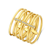 Isabel Bernard Cour d'Honneur Adora 14 karat golden 7-piece multiring with zirkonia stones IB330107-52
