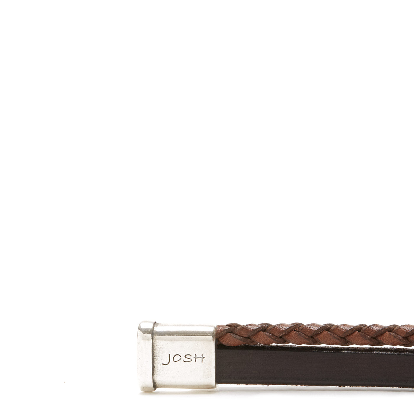 Josh Silver Brown Armband 09110-BRA-BROWN-L (Lengte: 23.00 cm)