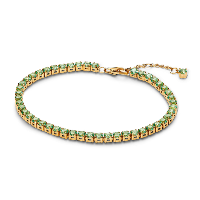 Pandora Timeless Gold Plated Sparkling Green Tennis Bracelet 561469C02-18-zoom-