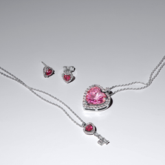 Pandora Timeless 925 Sterling Silver Pink Halo Heart Necklace 394414C01-45