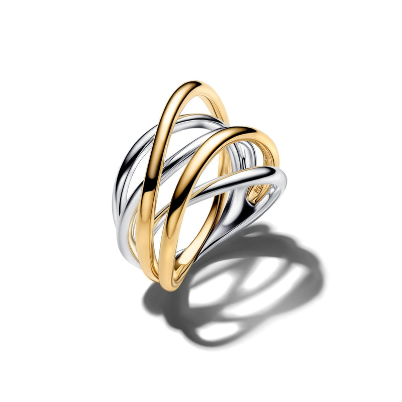 Pandora Essence Vergoldeter Zweifarbiger Entwined Band Ring 164673C00-zoom-