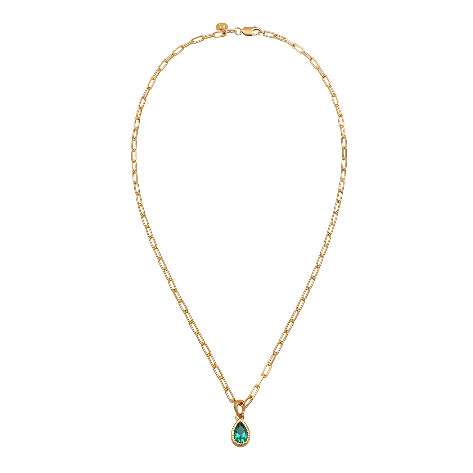 Elli 925 Sterling Silver Link Chain Necklace Gold plated with Quartz 2004-BF-0007907-001