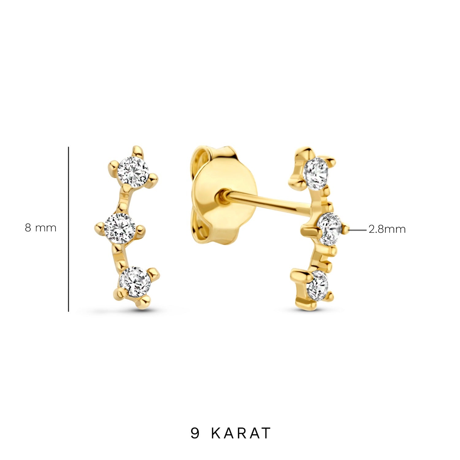 Beloro Jewels Monte Napoleone Mea 9 karat gold ear studs with zirconia BO360085