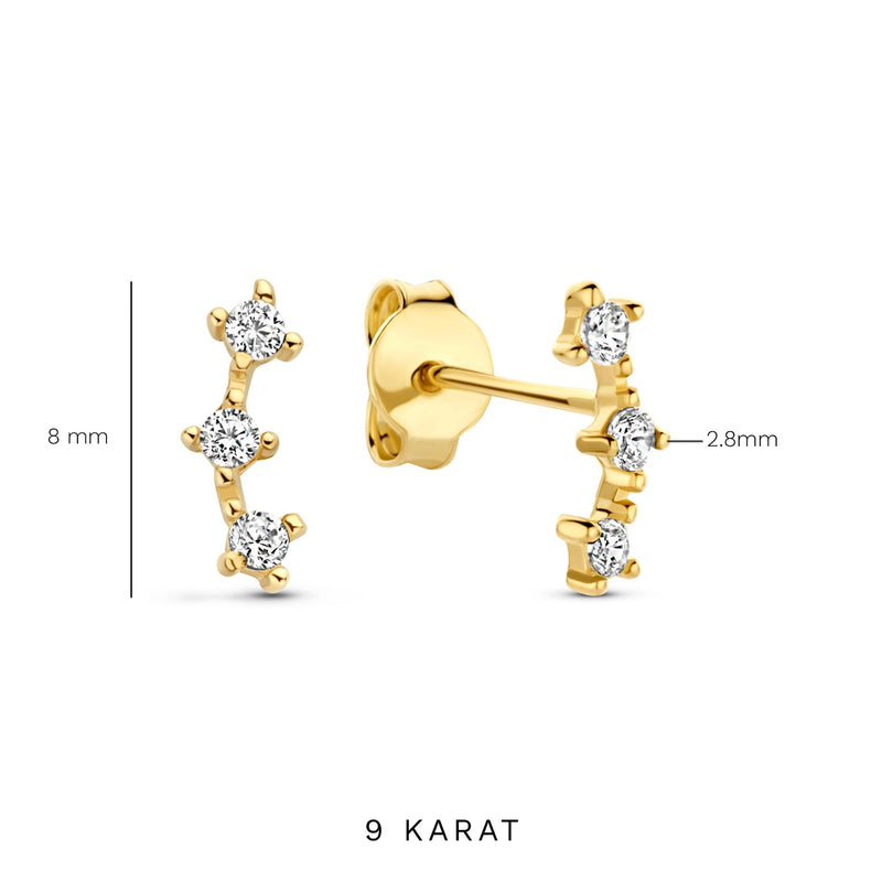 Beloro Jewels Monte Napoleone Mea 9 karat gold ear studs with zirconia BO360085-zoom-