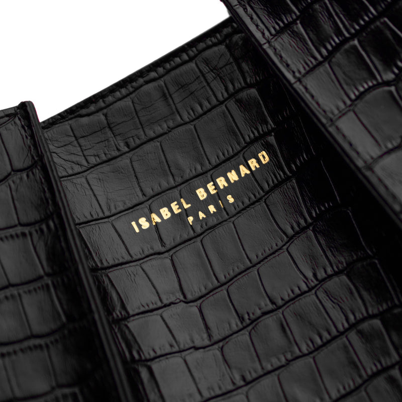 Isabel Bernard Femme Forte Macie Kroko Schwarz Kalbsleder Handtasche IB25074-201-zoom-