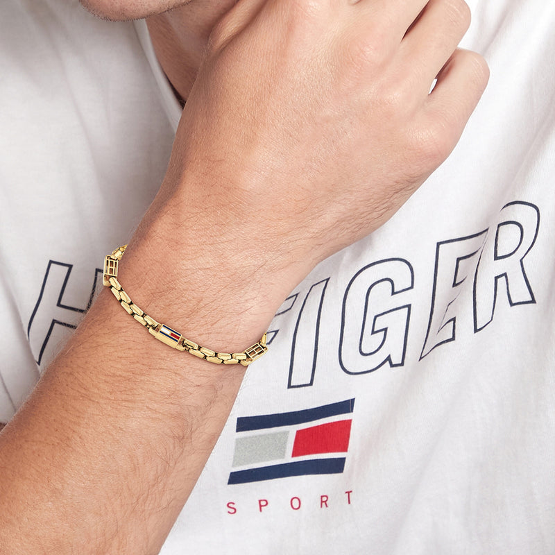 Tommy Hilfiger Edelstahl Goldfarbenes Herren Gliederarmband TJ2790675-zoom-