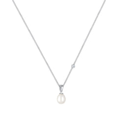 Elli 925 Sterling Silver Pearl Necklace with Diamond 2004-BF-0008078-001