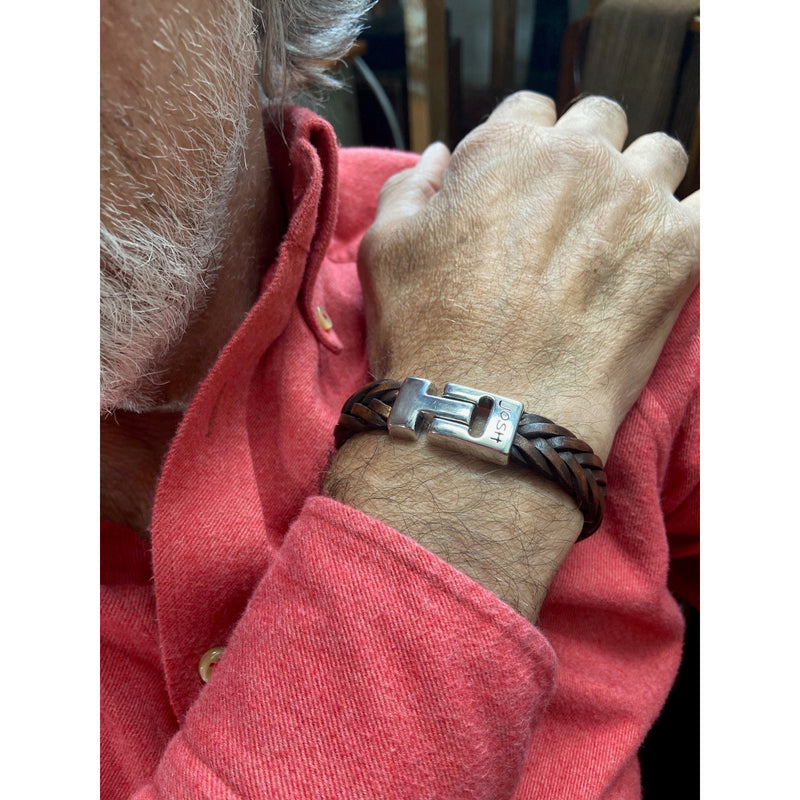 Josh Bruine Leren Armband 24001-bra-S/MELBROWN/L-zoom-