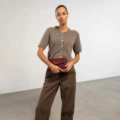 Isabel Bernard Honoré Lina Bordeaux Red Clutch With Detachable Shoulder Chain IB21135-052