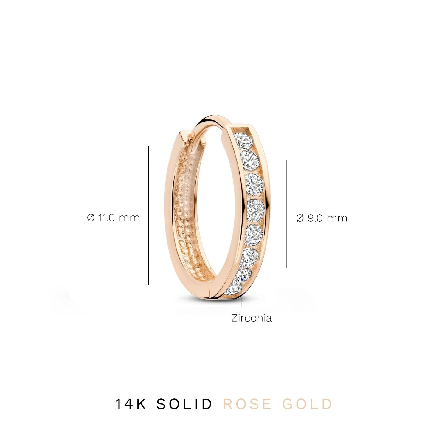 Isabel Bernard La Concorde Tiphaine 14 Carat Rosegolden Hoop EarringswithZirconia IB360095