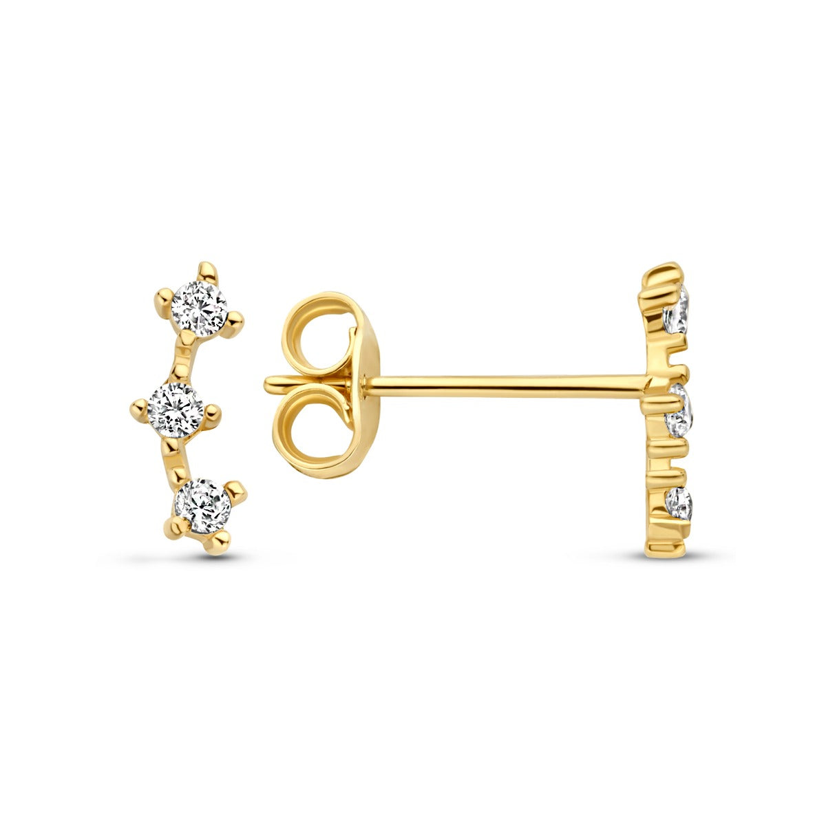 Beloro Jewels Monte Napoleone Mea 9 karat gold ear studs with zirconia BO360085