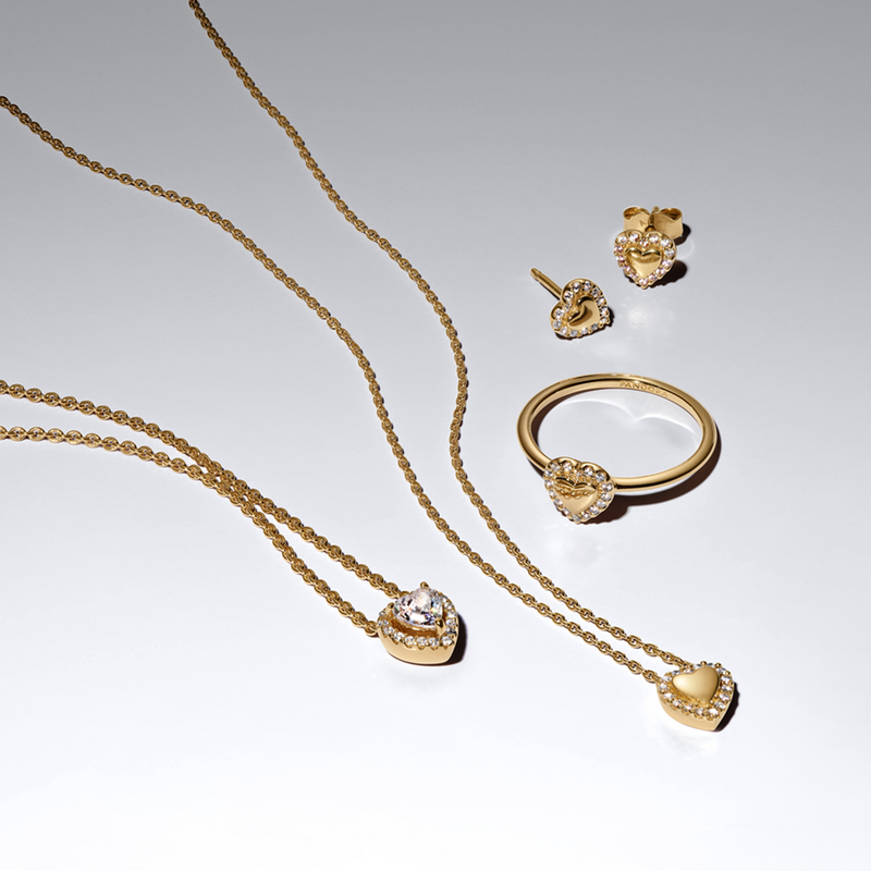 Pandora Timeless Gold Plated Sparkling Heart Halo Necklace 364364C01-45-zoom-