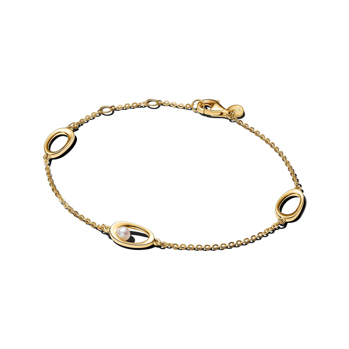 Pandora Essence Gold Plated Organically Shaped Oval & Treated Freshwater Cultured Pearl Bracelet 564677C01