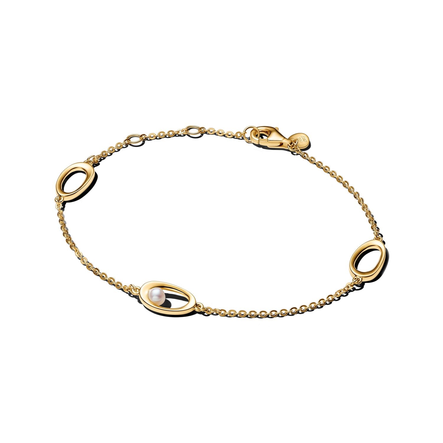 Pandora Essence Gold Plated Organically Shaped Oval & Treated Freshwater Cultured Pearl Bracelet 564677C01