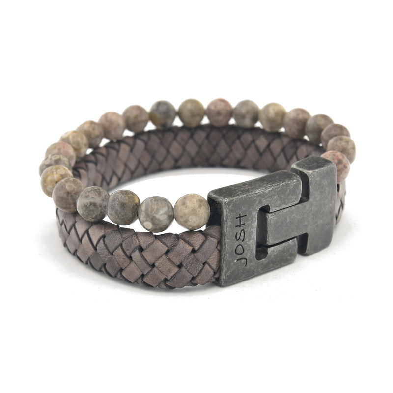 Josh herren Armband Taupe 24966-BRA-VB/TAUPE/L-zoom-