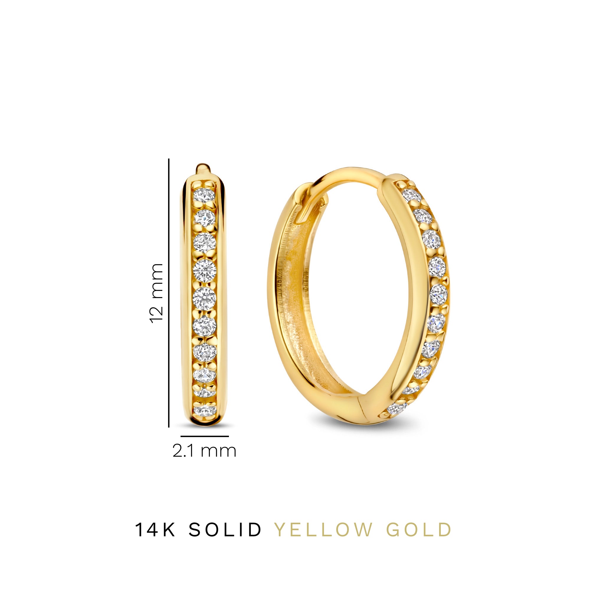 Isabel Bernard Le Marais Merle 14 Karat Gold Hoop Earrings with Zirconia IB360263