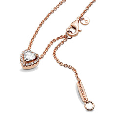 Pandora Timeless Sparkling Heart Necklacewith14 Carat RoseGold Plating 388425C01-45 (Length: 45.00 cm)