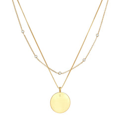 Elli 925 Sterling Silver Layered Coin Necklace with Zirconia 2004-BF-0008196-001