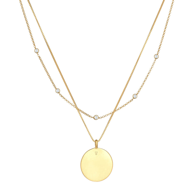 Elli 925 Sterling Silver Layered Coin Necklace with Zirconia 2004-BF-0008196-001-zoom-