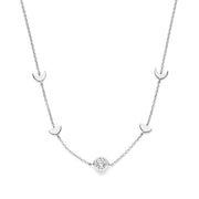 Violet Hamden Luna 925 Sterling Silberne Halskette mit Monden und Weißem Zirkonia-Stein VH340043